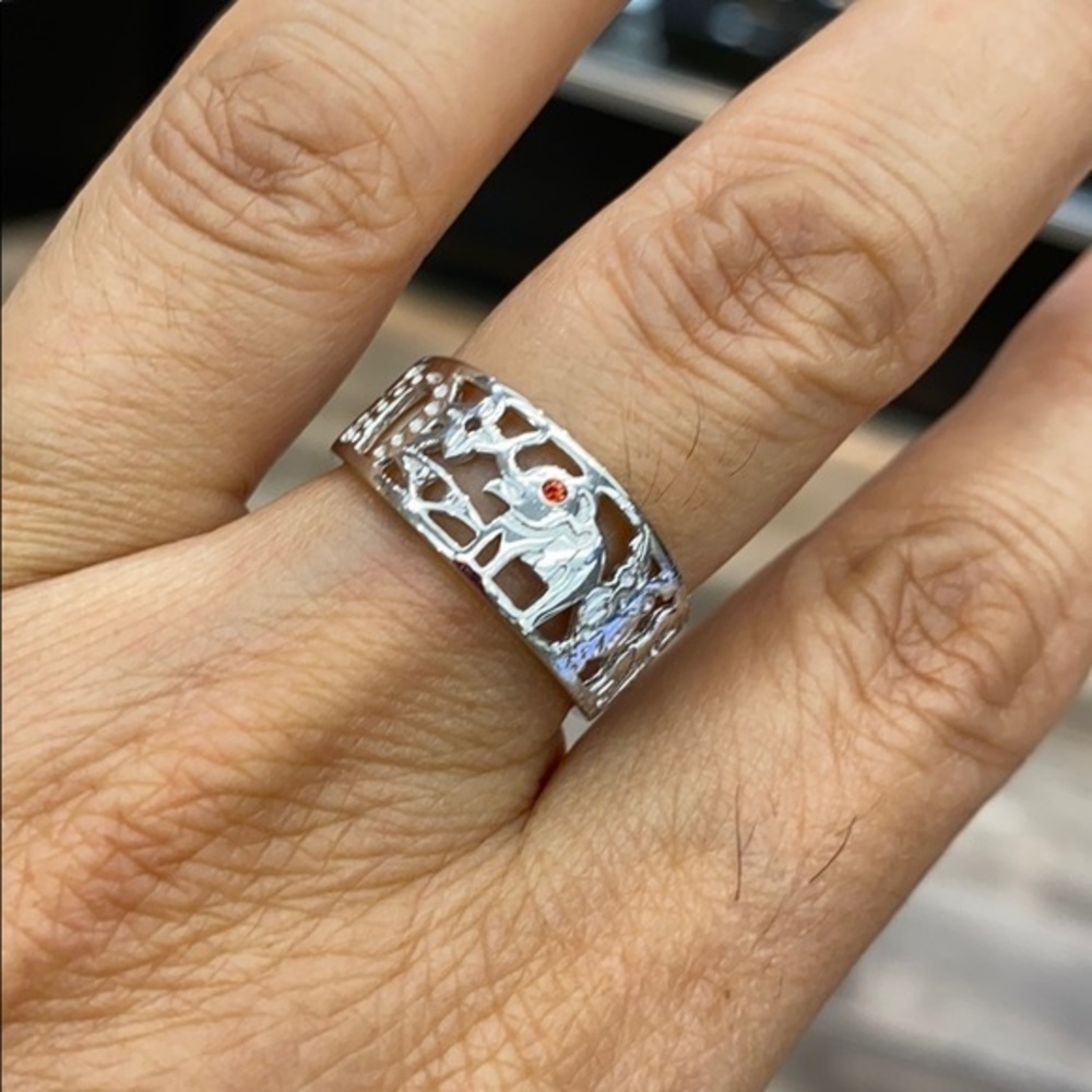 Sterling Silver 925 Elephant Lucky 7 Ring Band